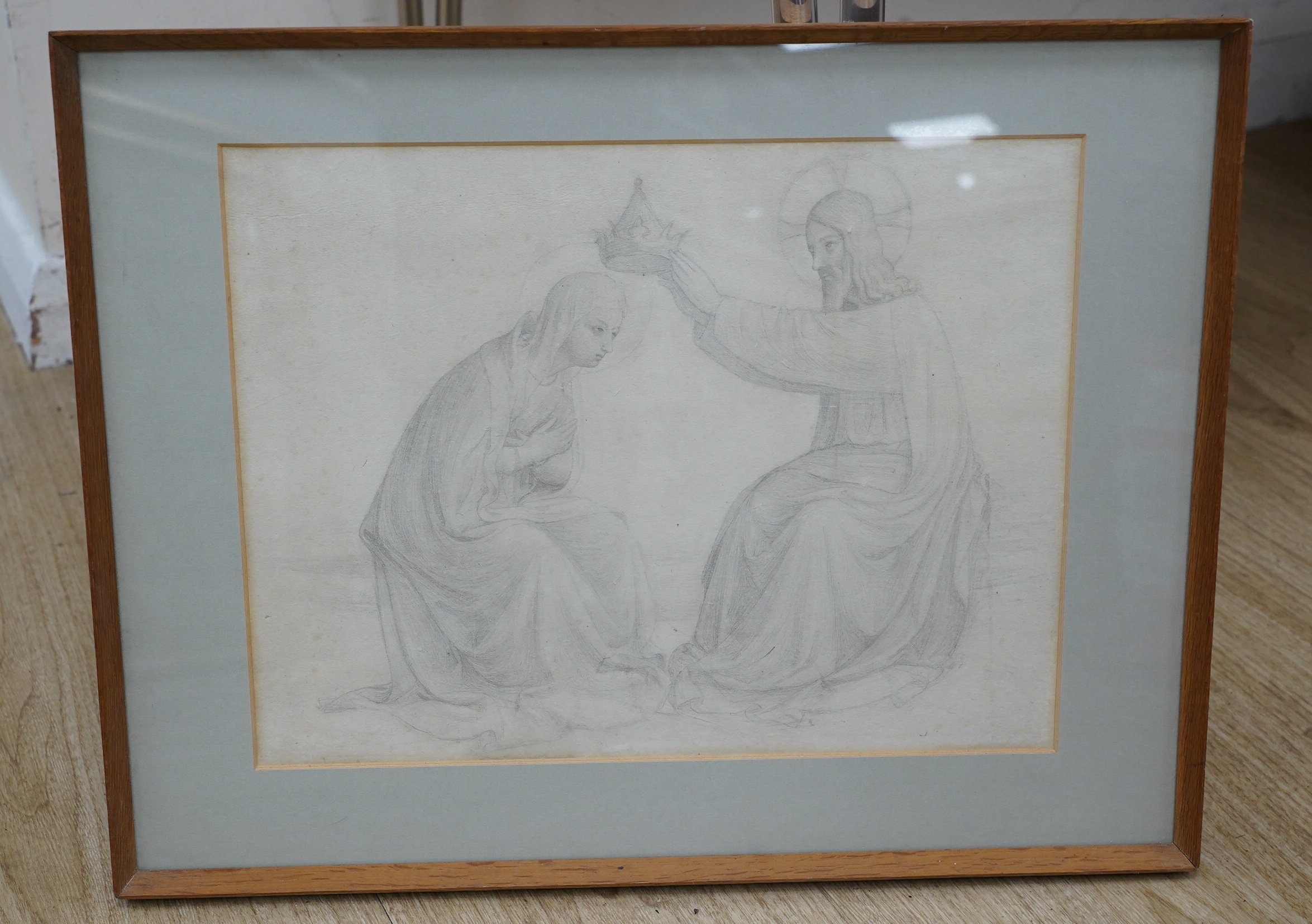 Alfred George Stevens (1817-1875), pencil, Coronation of the Virgin Mary, unsigned, 27 x 33cm. Condition - fair